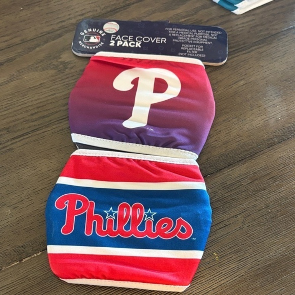 Genuine Merchandise Red and White Phillies Face Cover mask  2 Pack